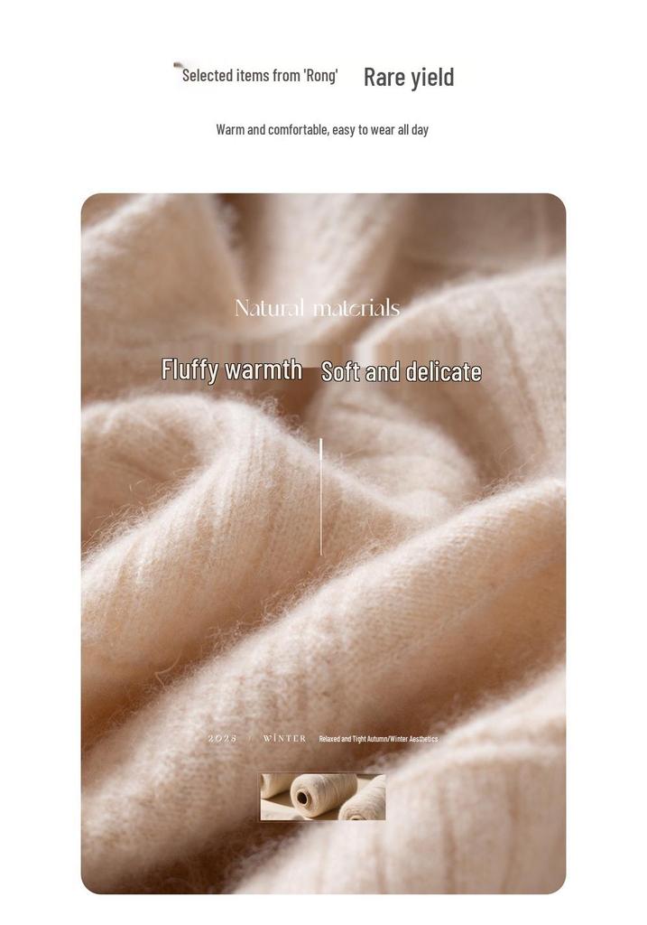 2025 Women's Autumn/Winter Cashmere Half-High Neck Elegant Pullover Sweater