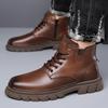 Winter Men's Thermal Boots High Top Warm Lined Anti-Slip Casual Shoes Retro Ankle Boots Non-Slip Comfortable Outdoor Snow Boots