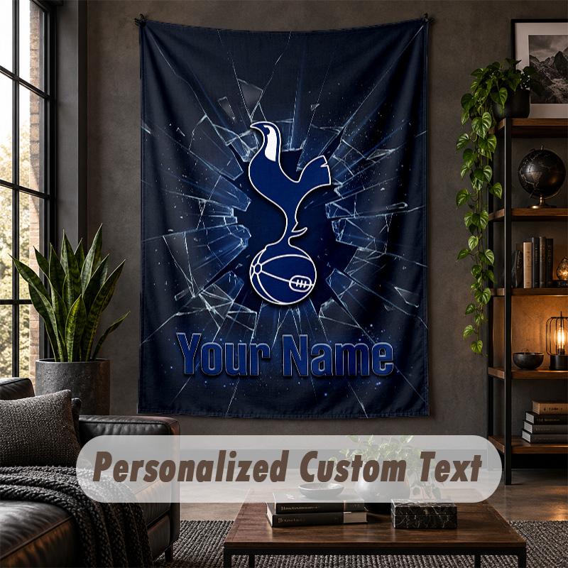Tapeçaria de Parede Personalizada, Texto Personalizado do Tottenham Hotspur FC, Arte de Parede em Tecido Macio Para Decoração de Interiores