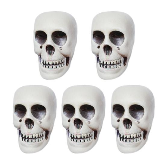 Halloween Hanging Skull Decoration Realistic Plastic Human Head Prop Spooky Skeleton Head Ornament with Lanyard for Home Party Haunted House Decor
