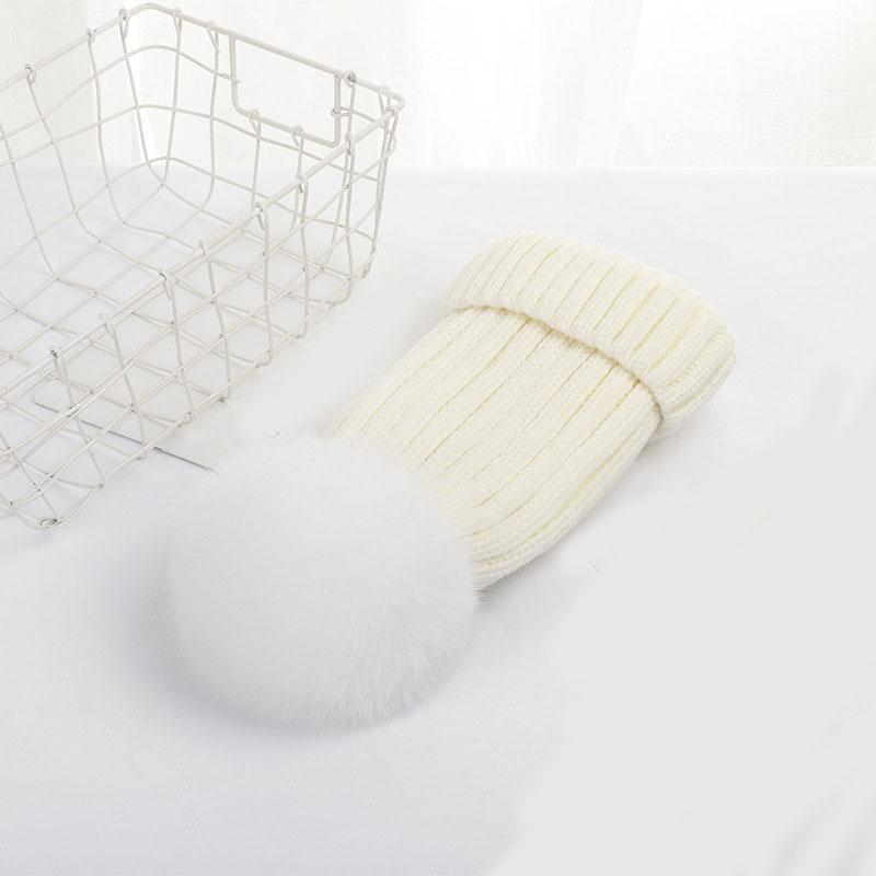Hot Sale Drop Shipping Hot Sale Winter Warm Thick Fox Fur Pom Pom Fur Ball Beanie Hat