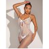 Women Red Fishnet Underwear Sexy Lingerie Striped Mesh Bodystocking Hollow Out Dress Bandage Bodysuits Sex Erotic Costumes