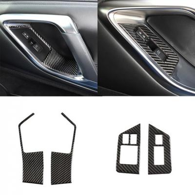 4Pcs Carbon Fiber Window Lift Switch Panel Cover Trim For Nissan GT-R R35 08-16