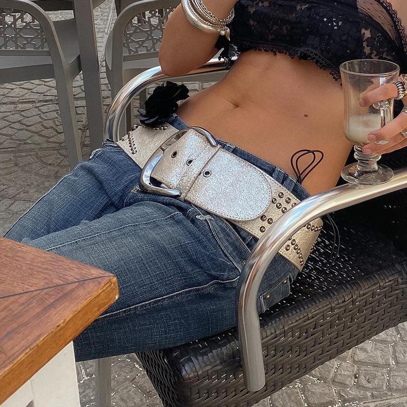 Retro European And American Style Leather Rivet Pin Buckle Adjustable Waist Seal Belt 2023 Trendy Personalized Women'S Belt