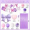 Tonpop Birthday Decoration Balloon Set Purple Balloons Garland Ribbon Heart Tassel Curtain Paper Flowers Party Decor for Girls