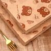 50PCS Square Oil-Proof Paper Food Grade Sandwich Packaging Paper Cute Bear Meal Tray Baking Paper