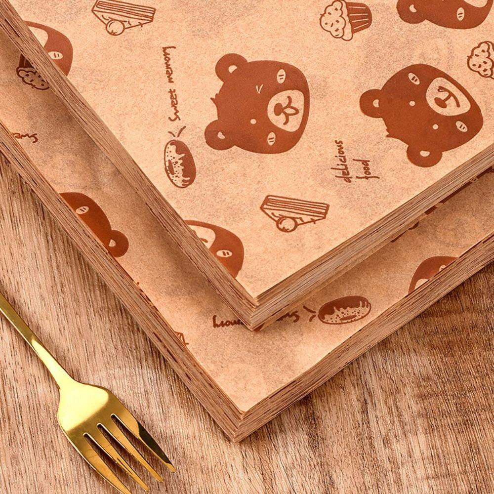 50PCS Food Grade Oil-Proof Paper Square Sandwich Packaging Paper Fried Food Wrapping Paper
