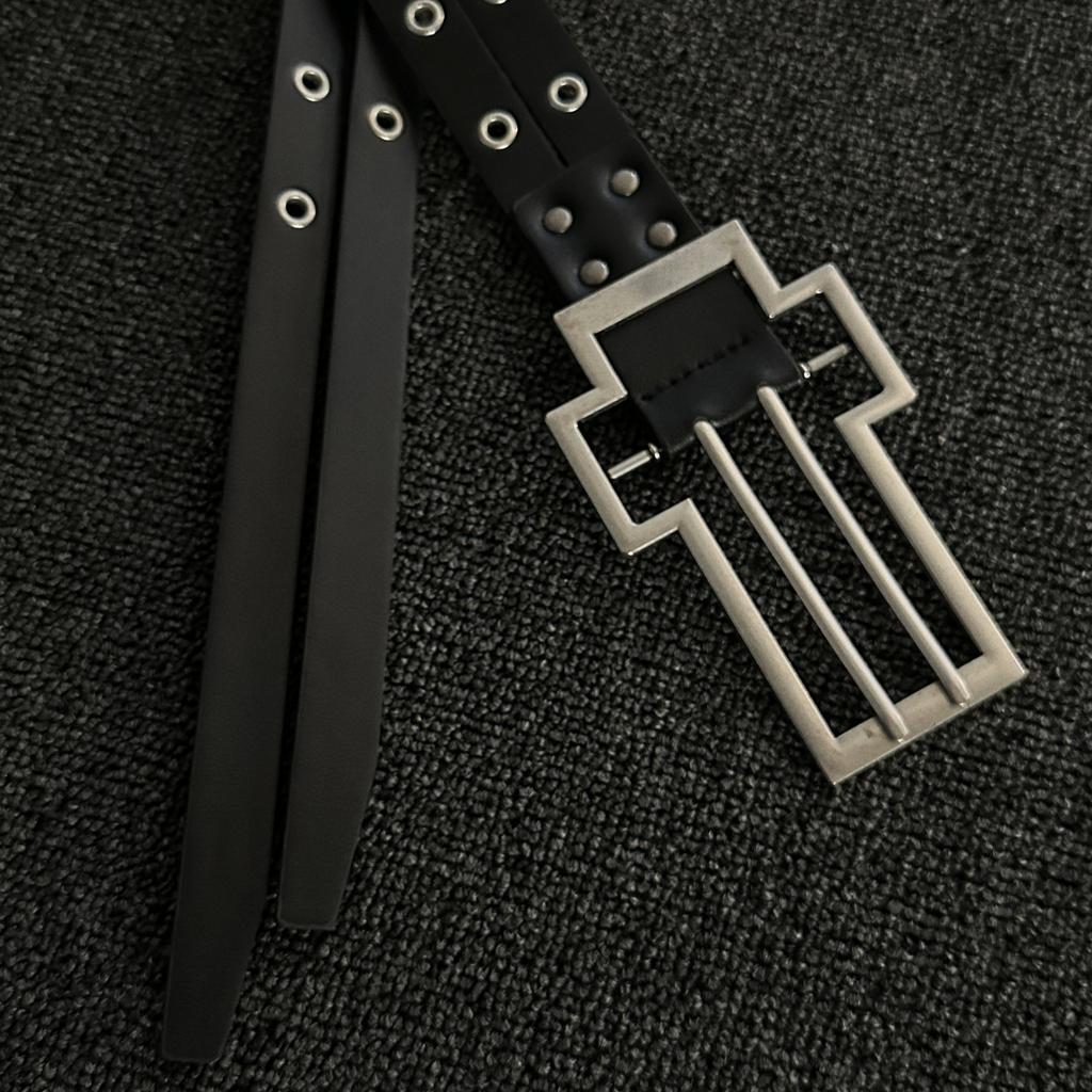 Double Split Belt Texture Punk Metal Belt Design Belt