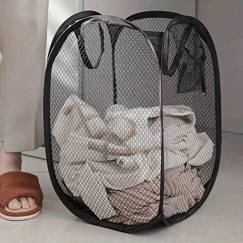 1pc-Mesh Pop-up Laundry Basket, Laundry Basket, Foldable Dirty Clothes Storage Basket, Large Capacity Storage Basket