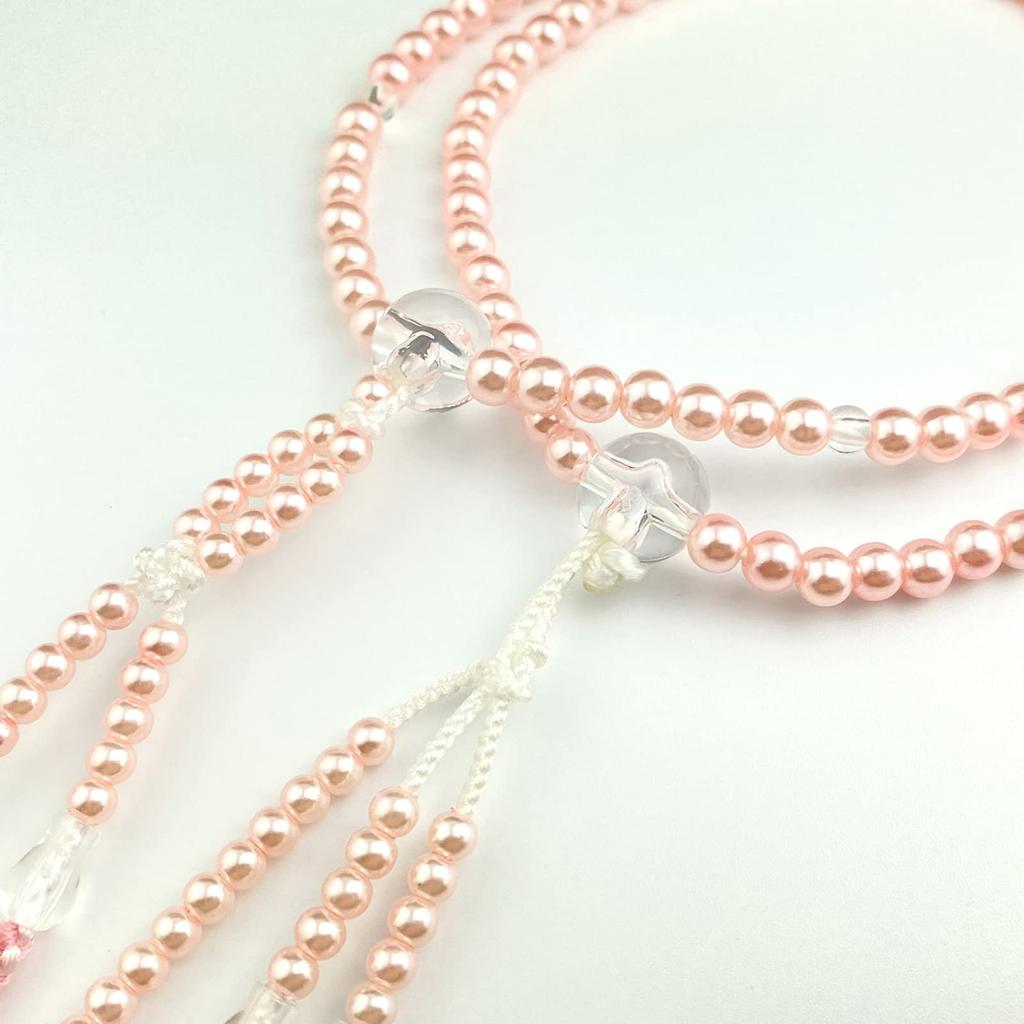 WONDERFUL LOTUS Myorenka Myorenka Soka Gakkai Prayer Beads SGI Prayer Beads for Women and PC Pink Pearl with Acrylic Crystal Temari Tassel Children,