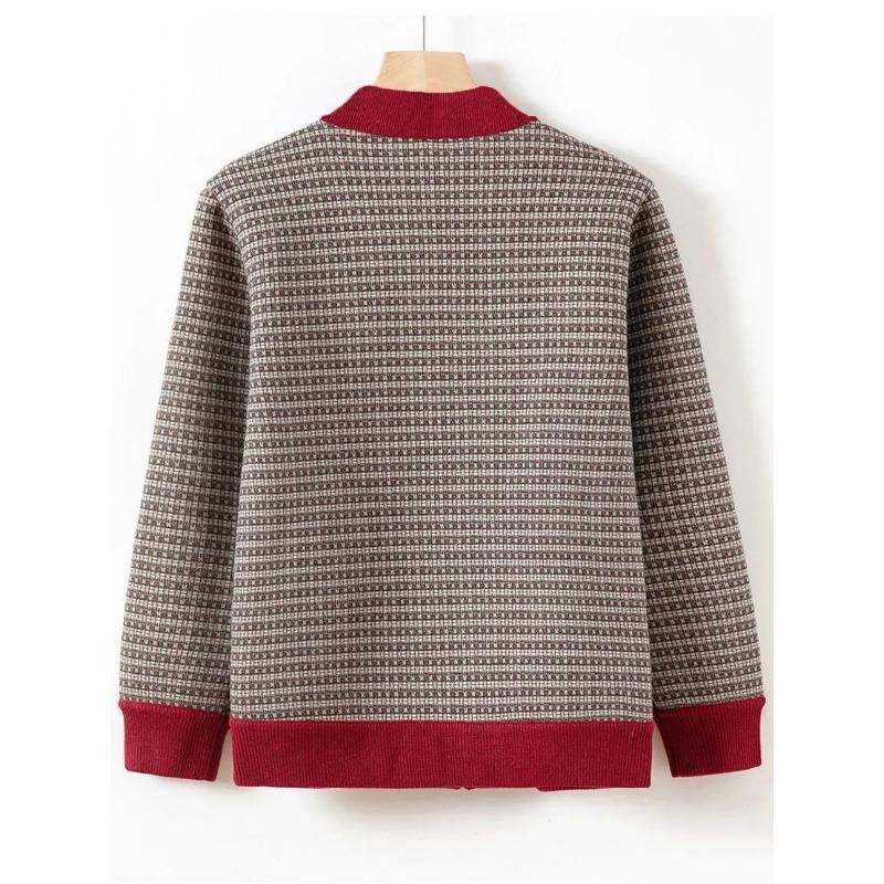 Top Modischer Cardigan Langarmjacke Neuer Stil Verdickter Samt Bedruckt Kurz Warm