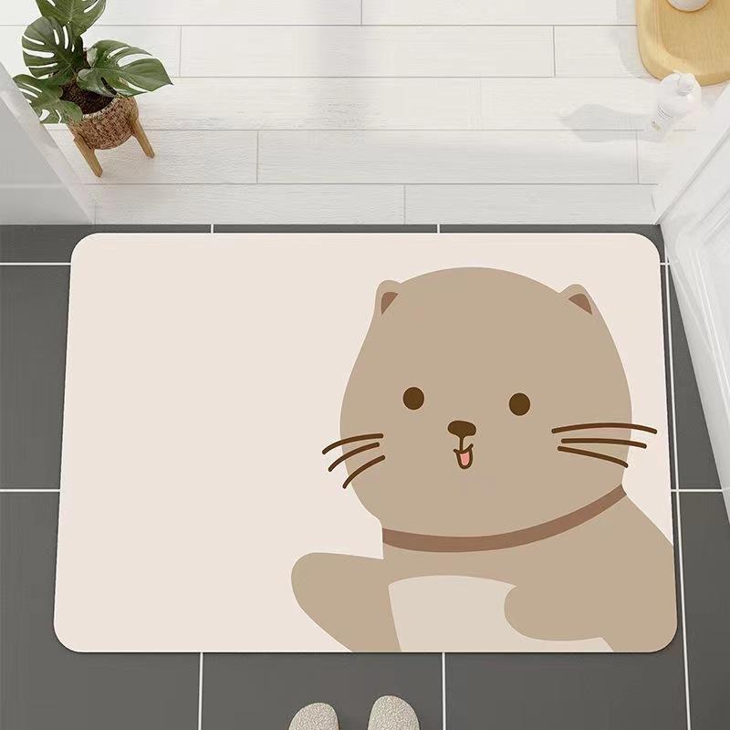 Cartoon Rectangular Absorbent Mat Bathroom Floor Mat Bathroom Toilet Mouth Absorbent Foot Mat Toilet Non-slip Mat Quick Drying