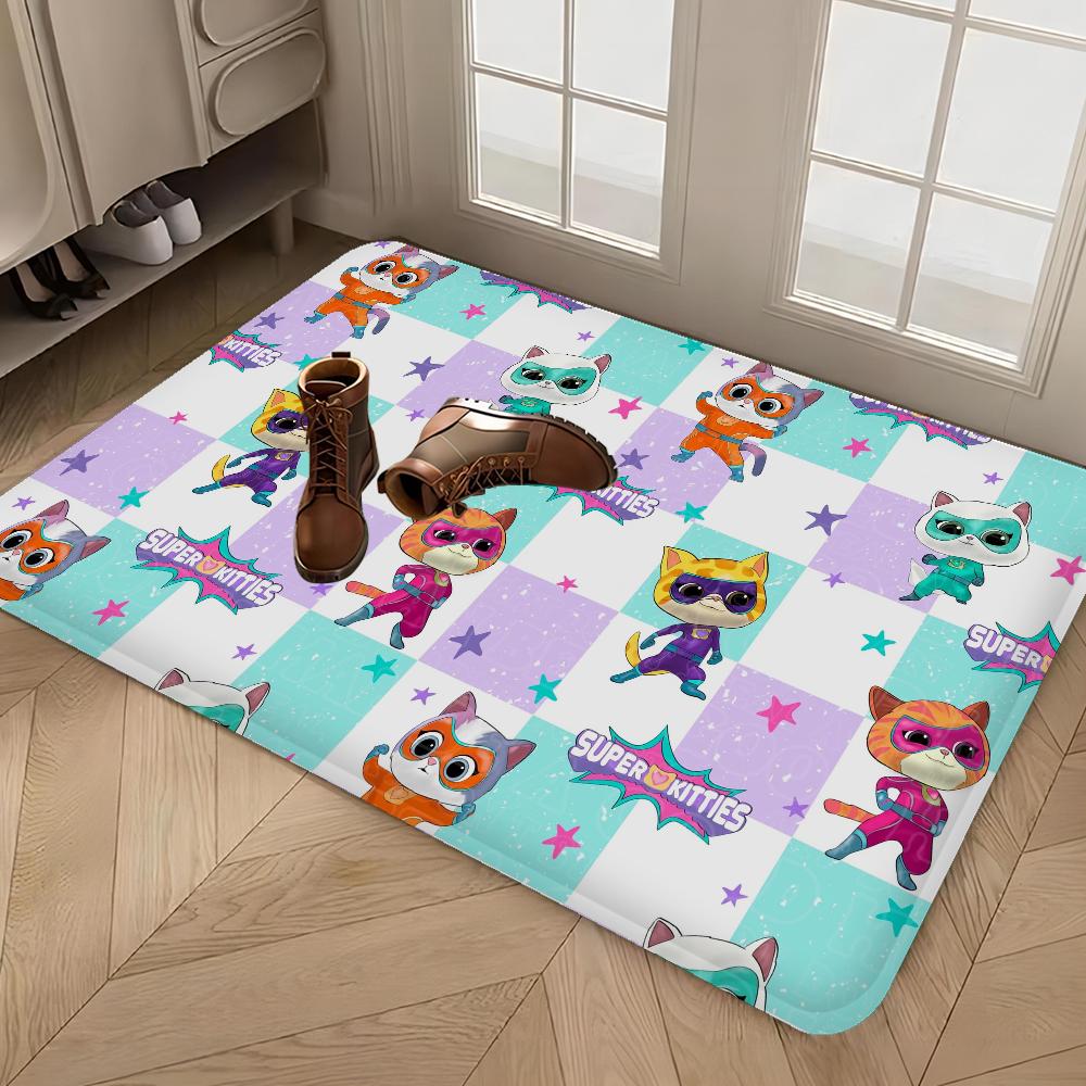 Tappetini per Stanza con Fantasia Junior Super Kitties Stile Nordico Zerbino per Casa Tappetini per Bagno-WC Tappetino Decorativo per Camera da Letto Hotel