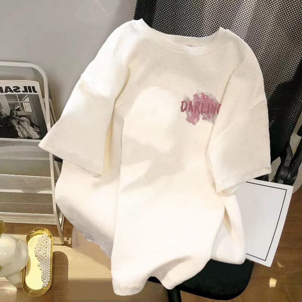 National Fashion T-shirt Women's Short Sleeve Design Loose Summer Hong Kong Style Retro White Half Sleeve Top