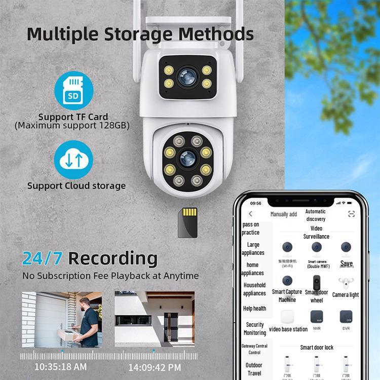 Tuya Smart Waterproof Dual-Lens Camera with Night Vision & Bluetooth Pairing.