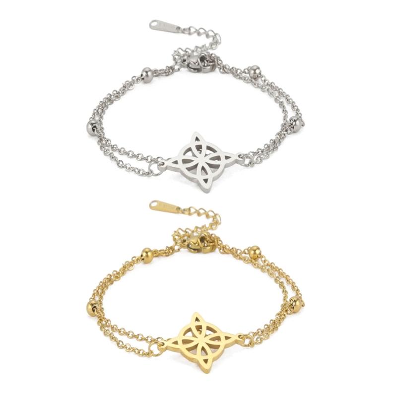 Geometric Witch Celtics Knot Charm Bracelet Women Female Stainless Steel Witchcraft Chain Love Bangles Jewelry