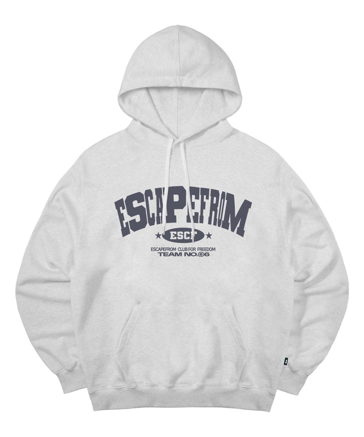 Escape From Escf Arch Logo Print Hoodie White Melange L