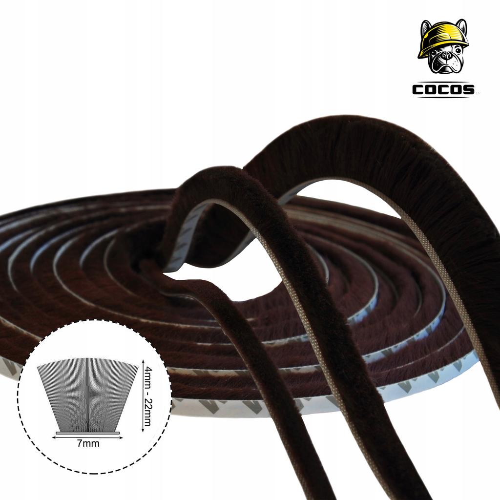 Self-adhesive brush seal BROWN 3M 7x22 1m