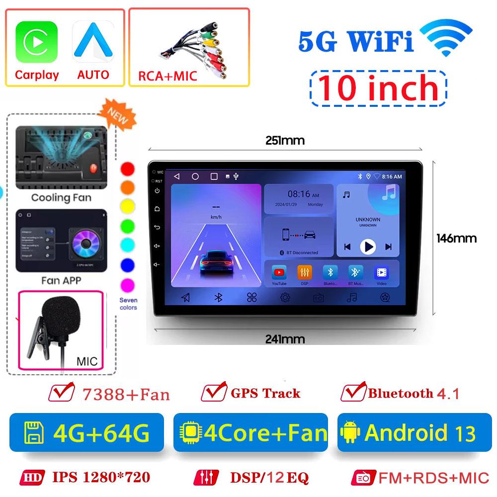 Car Android 4G 64G Multimedia Radio Carplay Auto Player GPS Navigation for Toyota Hyundai Nissan Kia LADA FIAT Jeep 7 9 10 Inch