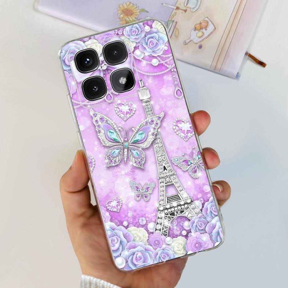 For Xiaomi 14T Pro Case Stylish Flowers Painted Cover 6.67'' Clear Silicone Phone Case For Xiaomi Mi 14T 14TPro Mi14T Soft Shell
