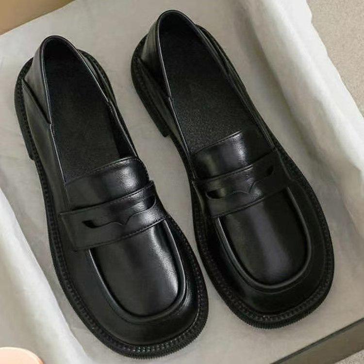 British style small leather shoes retro cute Japanese jk shoes spring new flat loafers 35 чёрный