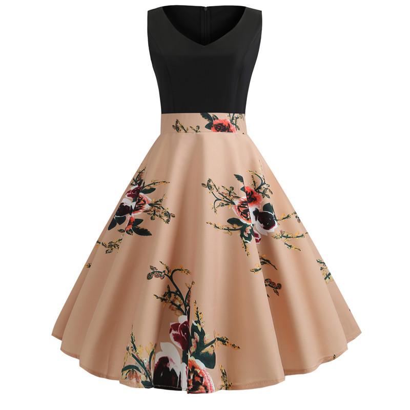 

Женское повседневное модное ретро антикварное платье без рукавов с большим распашным принтом