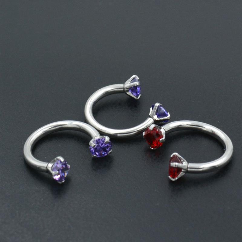Titanium Hinged Segment Double Diamond U Shape Nose Ring Clicker Ear Cartilage Tragus Helix Lip Body Piercing Fashion Jewelry