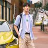 Tommy Hilfiger Cotton Vintage Casual Color-Block Striped Textured Loose Short Sleeve Shirt Men Shirts DM0DM22789