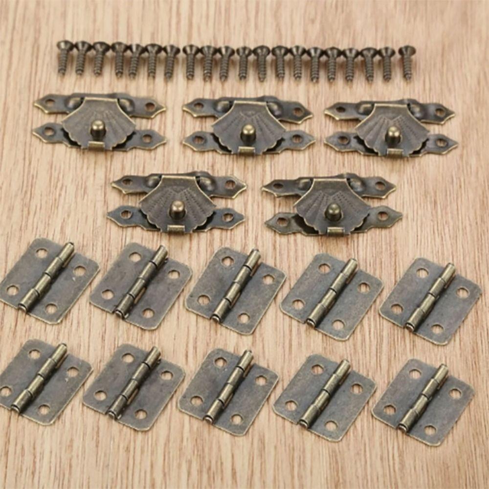 1set Accessories Mini Cabinet Hinge Vintage Furniture Cabinet Hinges Bronze Hasp Hinge Wooden Box