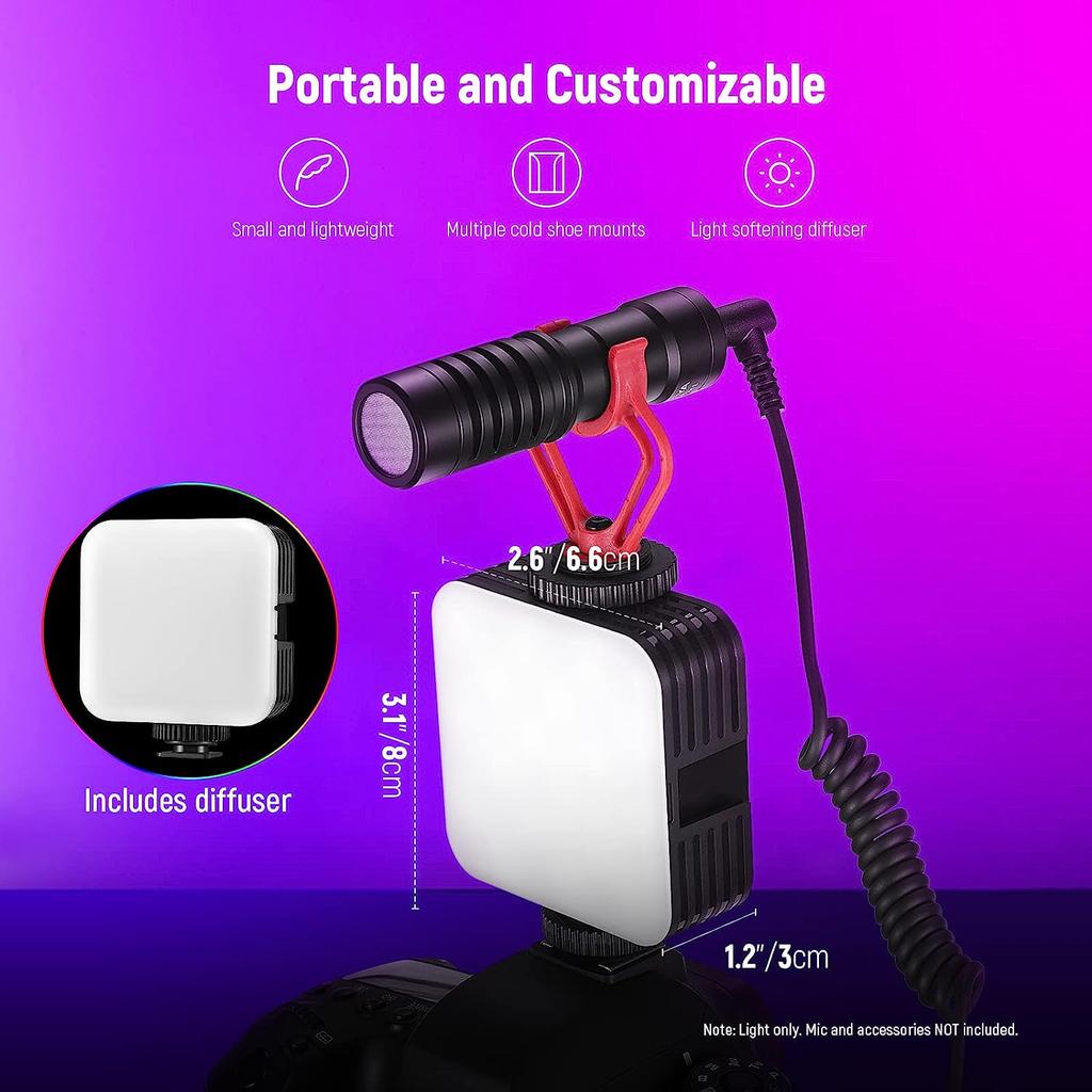 Neewer Magnetic RGB Video Light, 360° Full Color RGB61 LED Camera Light Rechargeable Portable Photography Lighting