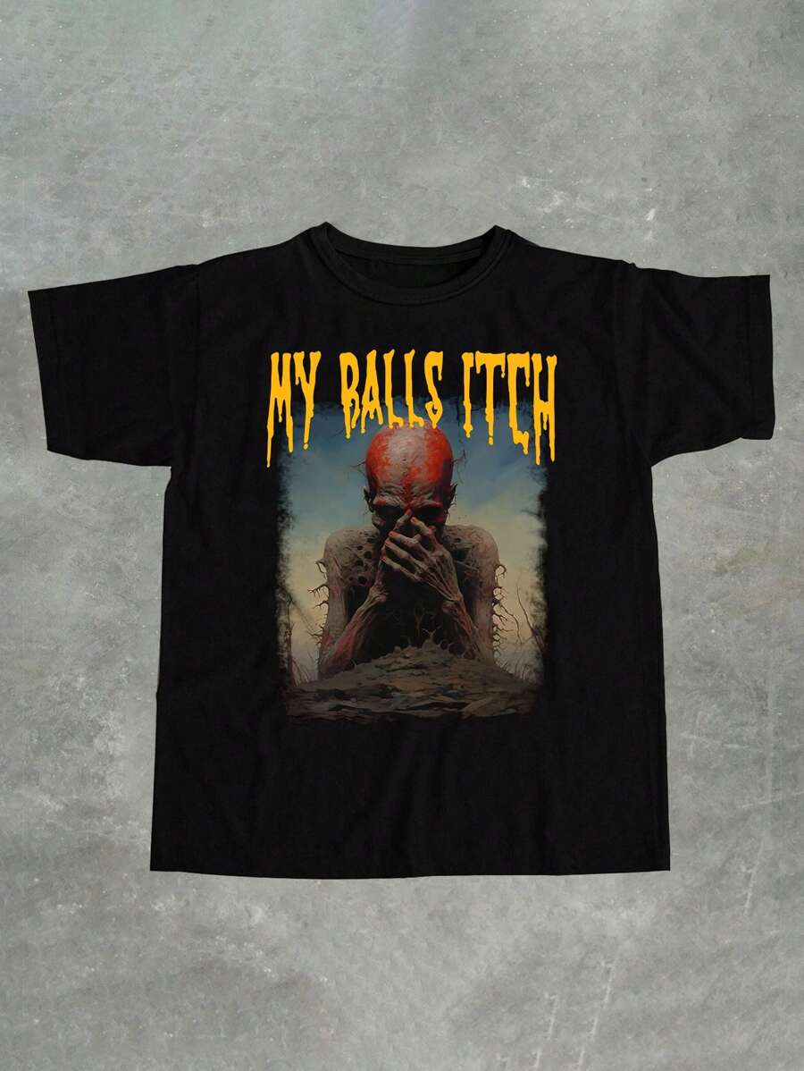 

Dauomo Funny My Balls Itch Meme Skeleton Graphic Print Standard Size Men T-Shirt S разноцветный