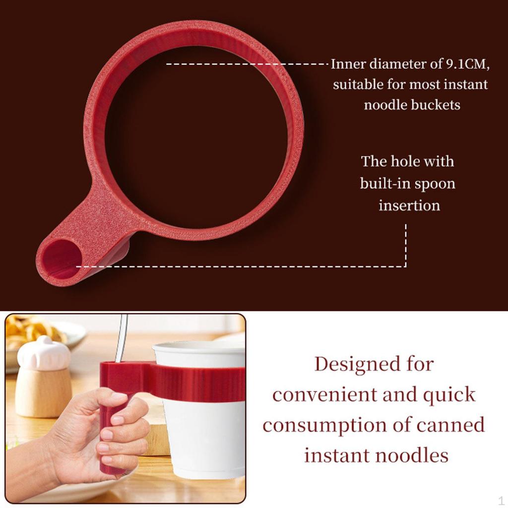 Instant Noodle Cup Handle Anti Scald Protection Versatile Practical Reusable with Fork Slot Soup