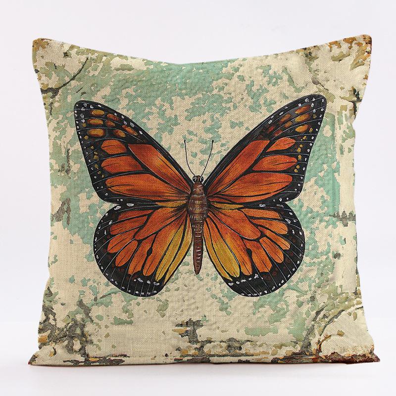 Retro Butterfly Pattern Throw Pillow Cover With Short Plush Print For Living Room Sofa Decoration Cushion Cover Pillow Covers