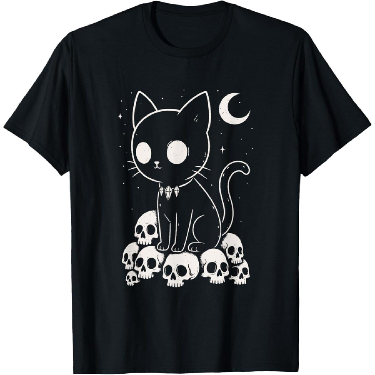 

Luckyuan Cat Skulls Creepy Cute Kitty Goth Black Alt Alternative T-Shirt XXXXXL різнокольоровий
