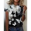 Colorful Flower Print T-shirt Casual Daily Flower Print
