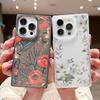 Moteblomstertrykk slankt mykt deksel til iPhone 16 Pro Max 15 Plus 14 13 Pro 12 11 Klar TPU støtsikkert silikongjennomsiktig telefondeksel