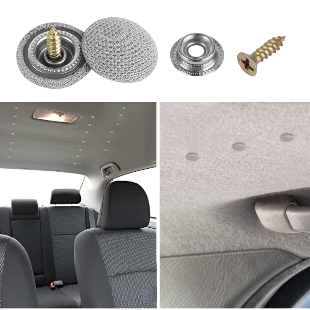 Gray car headliner repair kit, regeneration, rivets, screwdriver