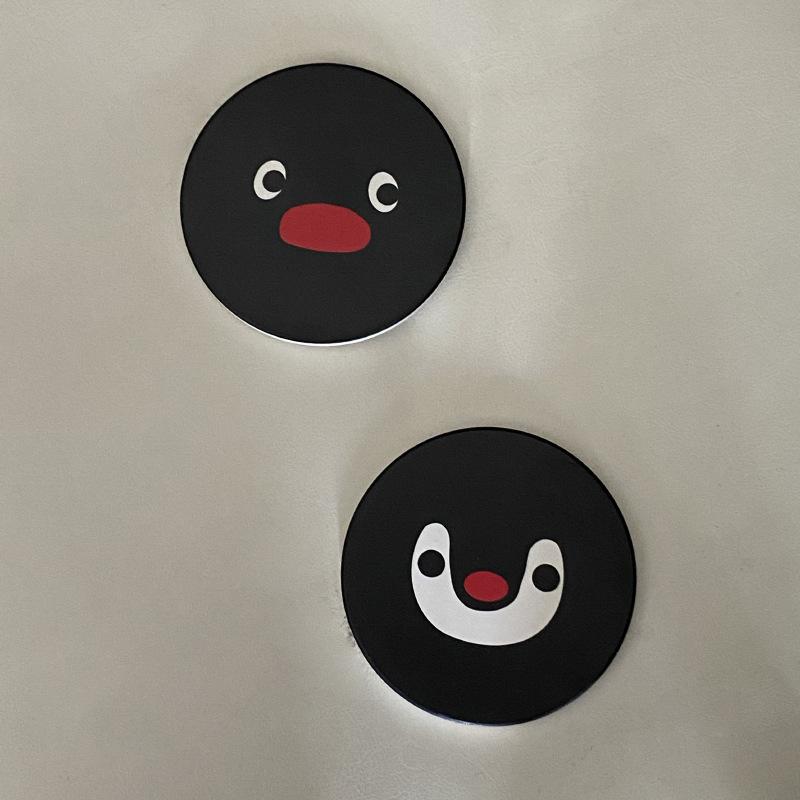 Niche Personalized Black Penguin Coaster, Creative Gift Absorbent Ceramic Coaster Coffee Coaster