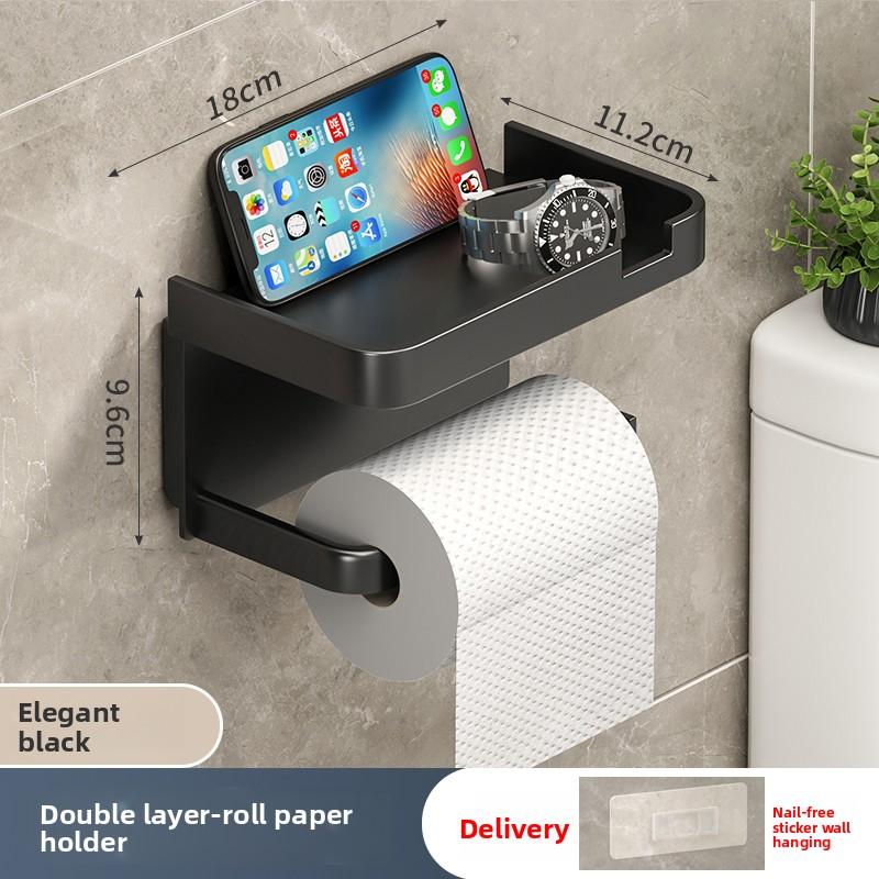 ABS Toilet Paper Holder No Drill Kitchen Storage Bathroom Accessories Self-Adhesive Wall Mounted Tissue Rack Paper Dispenser