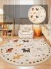Cartoon Style Bedroom Decor Round Carpet Animal Print Carpets for Living Room Fluffy Soft Children's Floor Mat Thicken Plush Rug