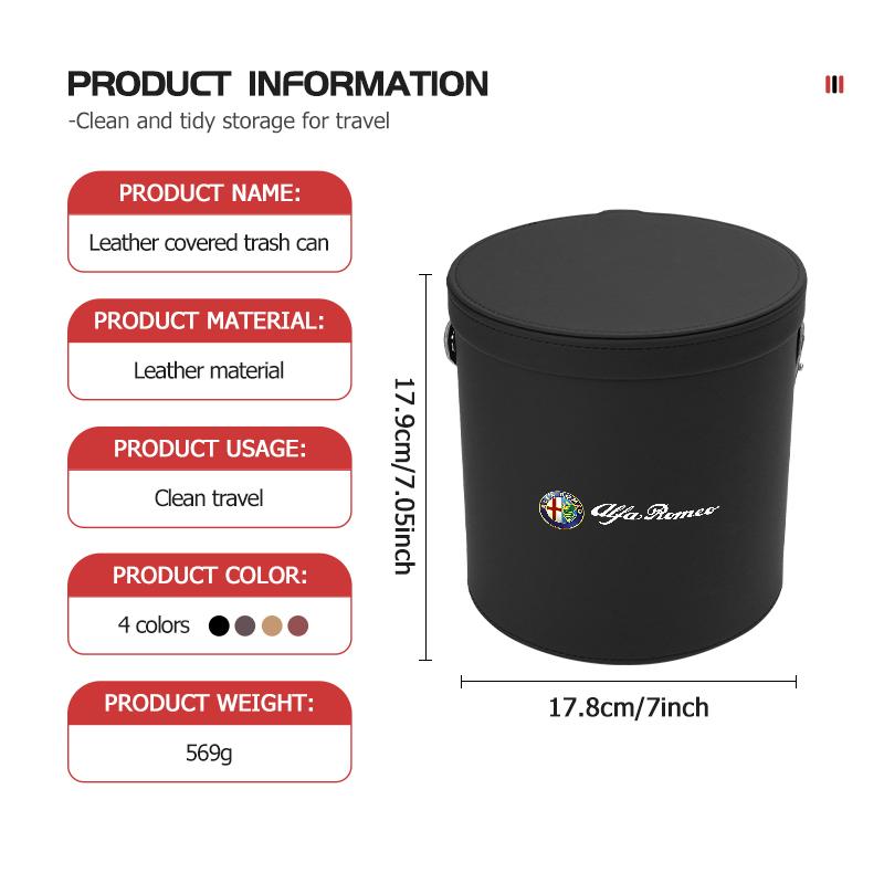 Pro Alfa Romeo Pro Alfa Romeo Kožený Autokoš Přenosný Odpadkový Koš Box na Odpadky Organizér Příslušenství 159 Giulietta 156 147 G