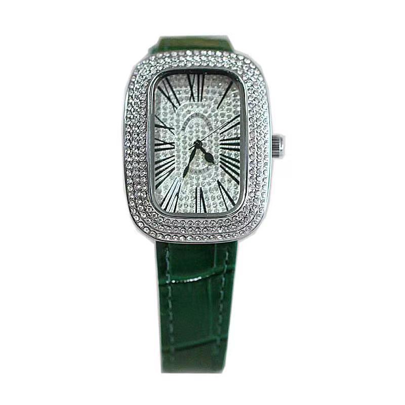 Ladies Full Diamond Fashion Retro Light Luxury Exquisite Versatile Leather Quartz Watch