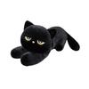 Cute Half Round Eyed Black Cat Plush Toy Prone Black Cat Pillow Kids Game Fans Halloween Christmas Birthday Gifts Home Decor