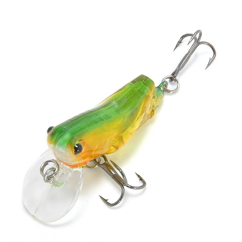 1Pc 4.5cm Double Hook Grasshopper Insect Shape Fishing Lures Hard Fake Bait Realistic Insect Baits Wholesale
