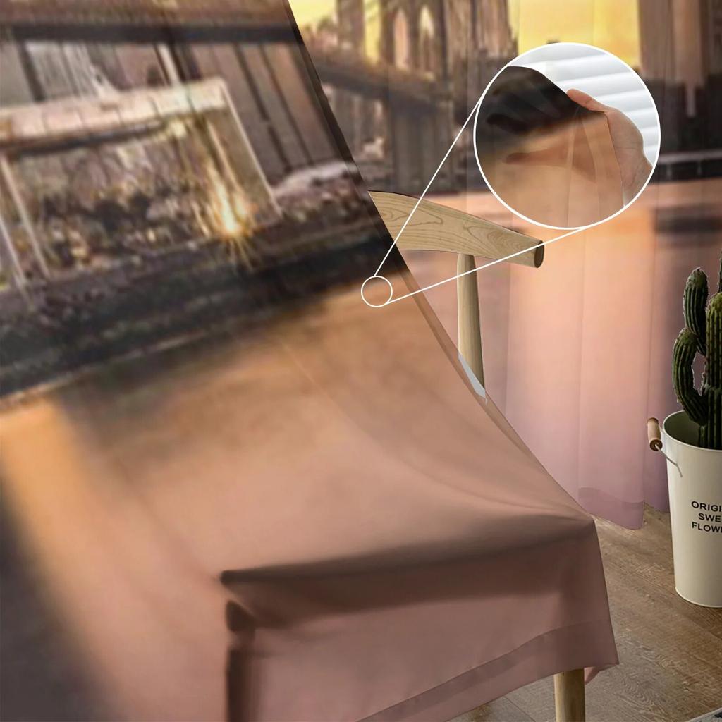 Brooklyn Bridge At Sunset Viewed From Brooklyn Bridge Park Tulle Sheer Curtains for Living Room Home Decor Voile Organza Curtain