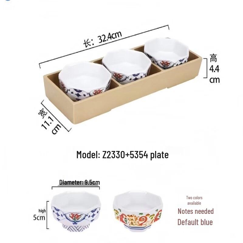 Melamine Hexagonal Three-Compartment Serving Bowl