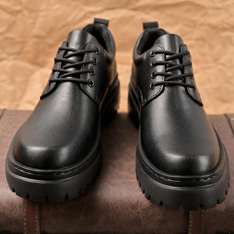 Fashion Thick Bottom Formal Dress Shoes for Men Casual Leather Male Casual Shoes Lace Up Business Footwear Oxford Shoes Sneakers