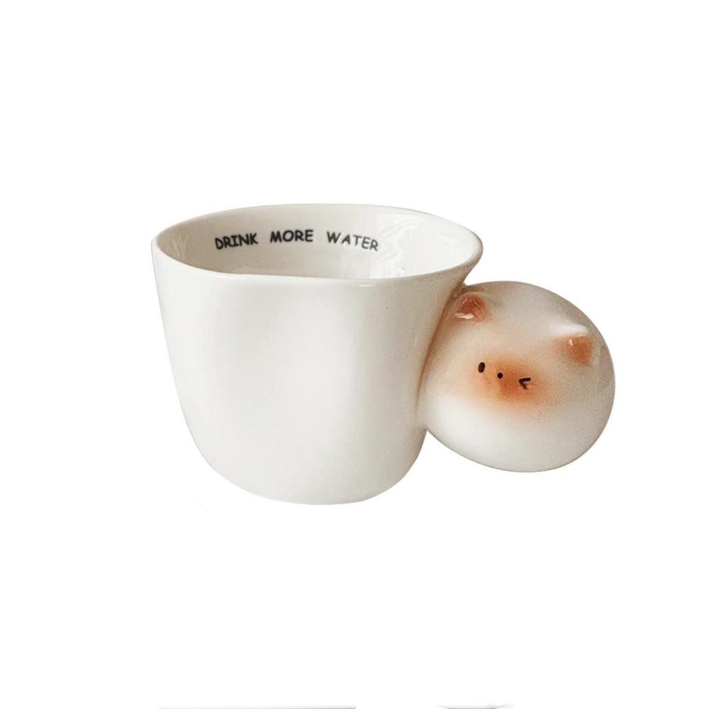 360ML Cartoon Fat Cat Handle Ceramic Mug Coffee Cup Funny Porcelain Mugs Couple Cups Black White