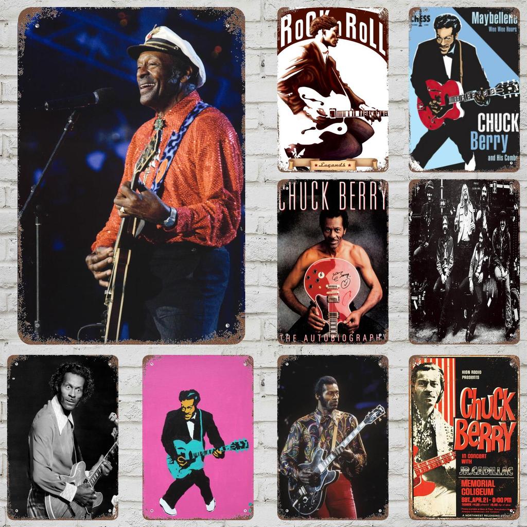 Chuck Berry Band Decor Poster Vintage Tin Sign Metal Sign Decorative Plaque for Pub Bar Man Cave Club Wall Decoration