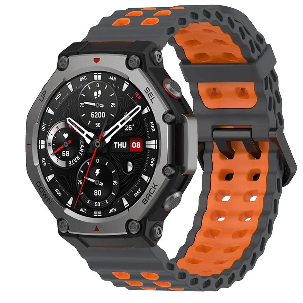 Breathable Silicone Band For Huami Amazfit T-Rex 3 2 1 T-Rex 3Pro 44mm 48mm T-Rex Ultra Colorful Strap Sport Watchband Belt